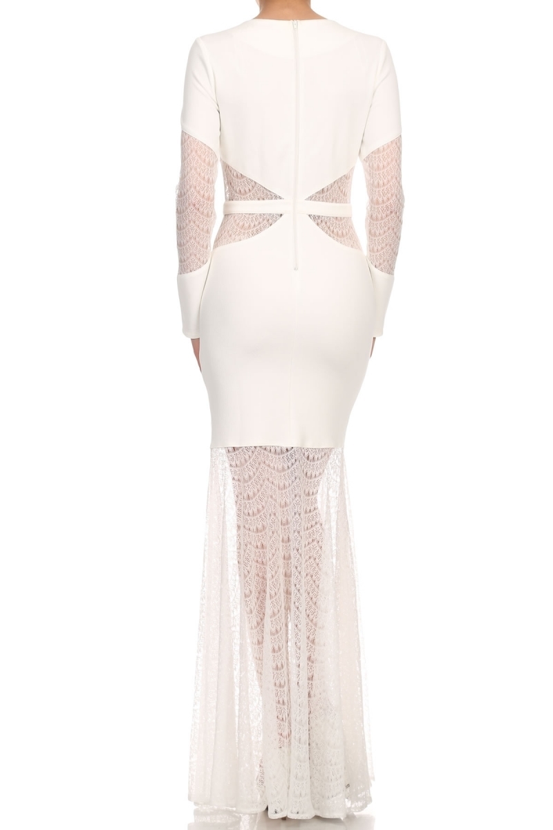 Black Mermaid Dress with Lace Detail - Image 2