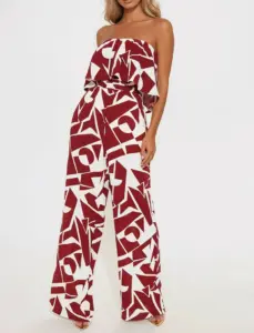 Valentina Geometric Strapless Jumpsuit